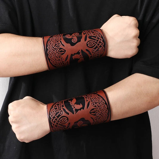 Decorated Leather Arm Bracer - DelveIn 2U - 3256804705861430 - brown 1