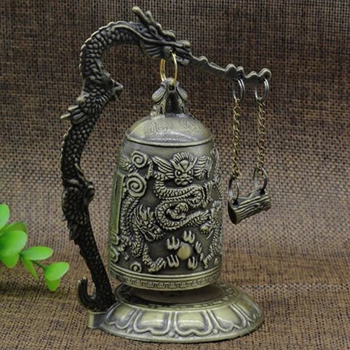 Dragon Carved Buddhist Good Luck Bell - Antique Style Home Decor - DelveIn 2U - <none>