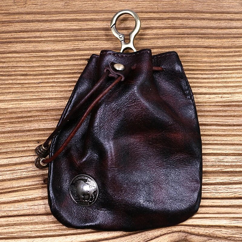 Leather Coin Purse With Keychain - DelveIn 2U - 14:200000195#Coffee