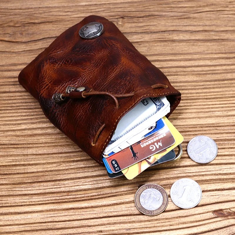 Leather Coin Purse With Keychain - DelveIn 2U - 14:366#Yellow