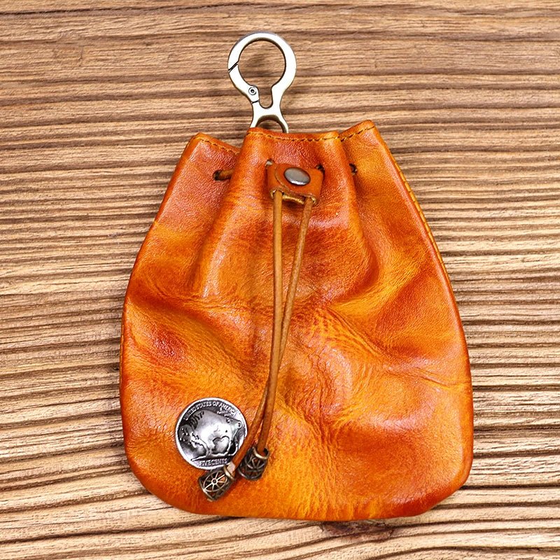 Leather Coin Purse With Keychain - DelveIn 2U - 14:366#Yellow