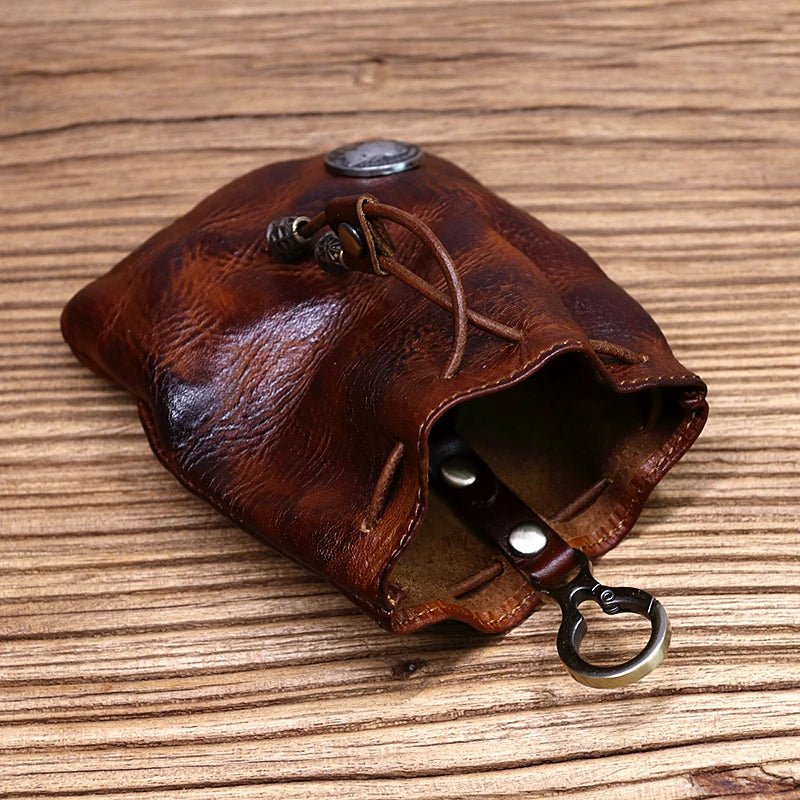 Leather Coin Purse With Keychain - DelveIn 2U - 14:366#Yellow