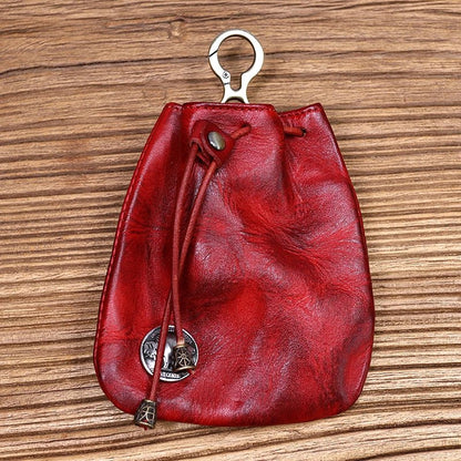 Leather Coin Purse With Keychain - DelveIn 2U - 14:10#Red