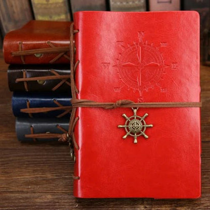 Leather Journal with Pirate Anchor - DelveIn 2U - 2251832617933698 - Red - Large 165x235mm