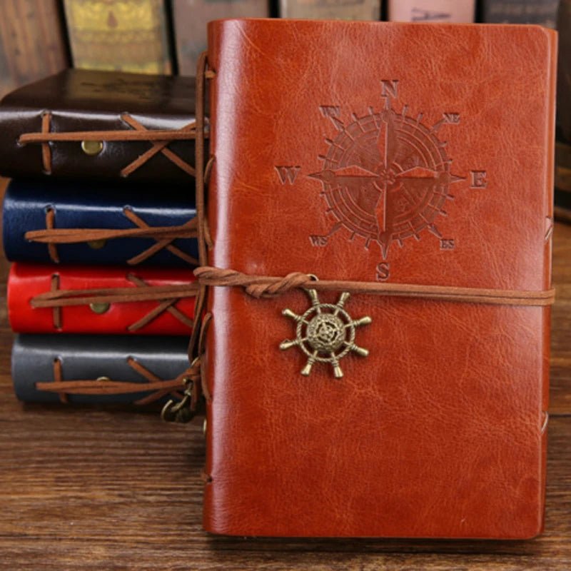 Leather Journal with Pirate Anchor - DelveIn 2U - 2251832617933698 - Brown - Large 165x235mm