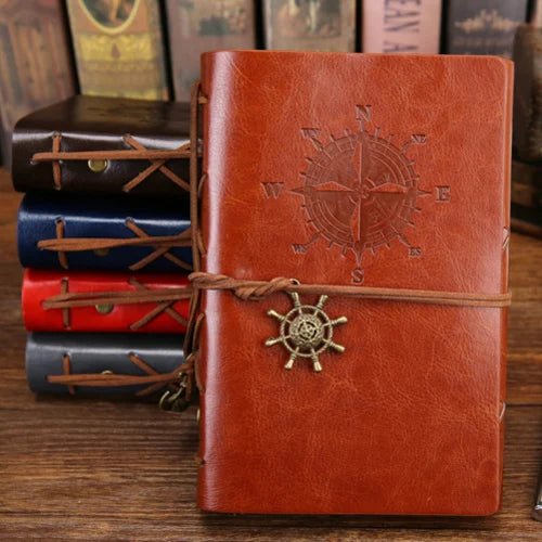 Leather Journal with Pirate Anchor - DelveIn 2U - 2251832617933698 - Coffee - Large 165x235mm