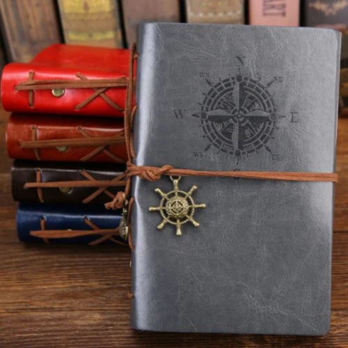 Leather Journal with Pirate Anchor - DelveIn 2U - 2251832617933698 - Gray - Large 165x235mm