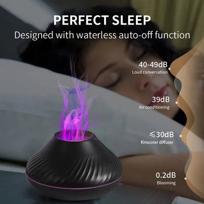 Volcanic Aroma Essential Oil Lamp - Portable Air Humidifier/ Diffuser with Color Flame Night Light - DelveIn 2U - 14:29#White