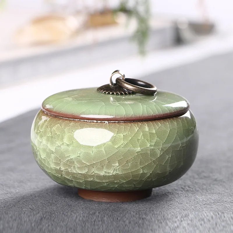 Modern Cracked Ceramic Sealed Storage Box - DelveIn 2U - 14:200006152#Asakusa Green