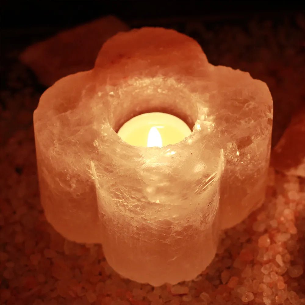 Natural Himalayan Salt Crystal Stone Candle Holder - DelveIn 2U - 14:347#Petal Shape 1KG