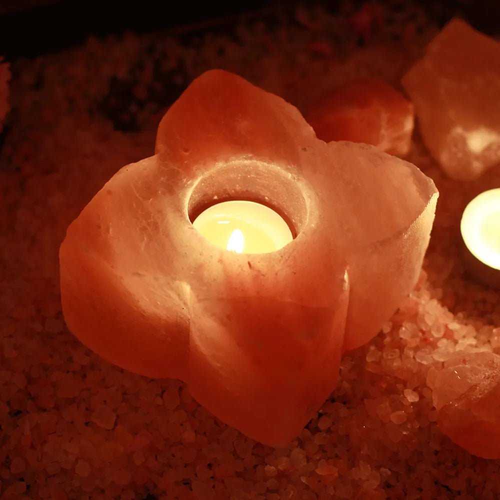 Natural Himalayan Salt Crystal Stone Candle Holder - DelveIn 2U - 14:366#four-leaf clover 1KG