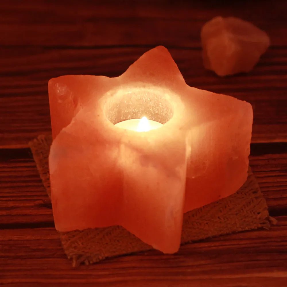 Natural Himalayan Salt Crystal Stone Candle Holder - DelveIn 2U - 14:100018814#Star Shape 1KG