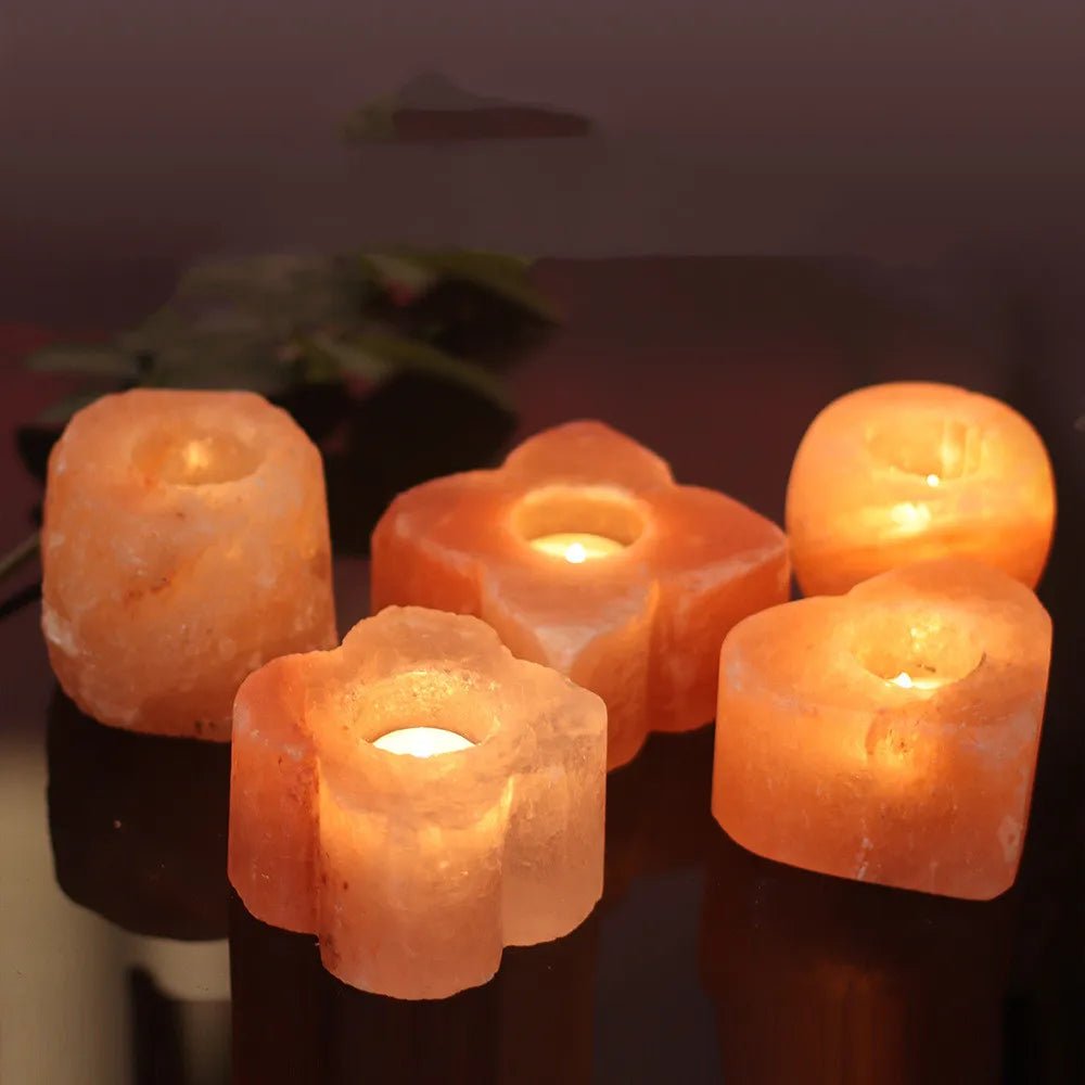 Natural Himalayan Salt Crystal Stone Candle Holder - DelveIn 2U - 14:347#Petal Shape 1KG