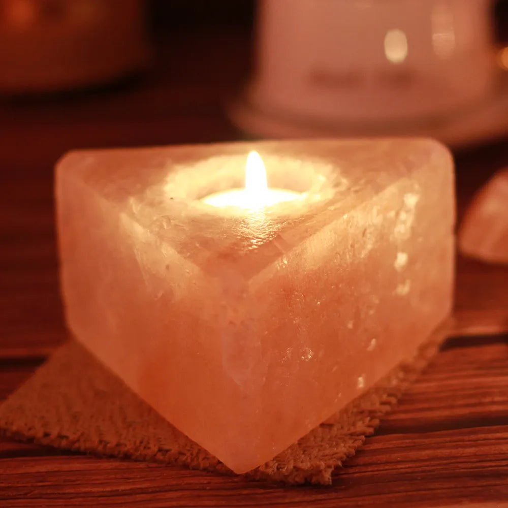 Natural Himalayan Salt Crystal Stone Candle Holder - DelveIn 2U - 14:100018786#Triangle Shape 1KG