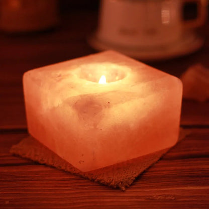 Natural Himalayan Salt Crystal Stone Candle Holder - DelveIn 2U - 14:173#Square Shape 1KG