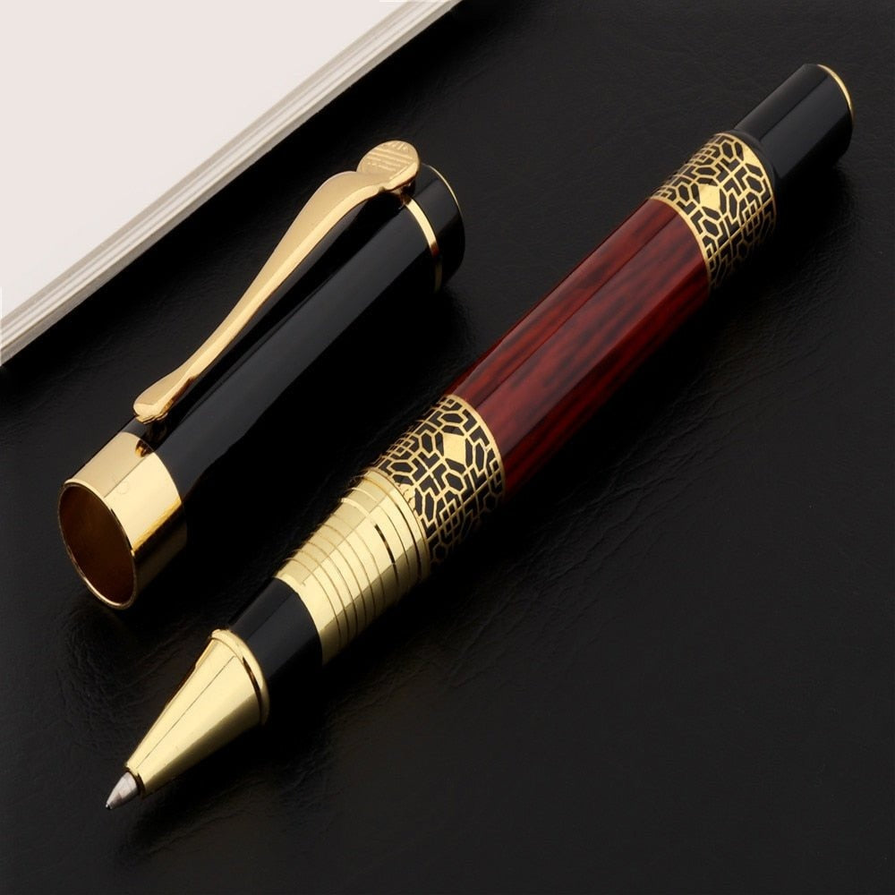 Red Mahogany Ball Point Pen - with Golden carving - DelveIn 2U - <none>