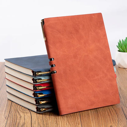 Retro Faux Leather Journal with Pen Holder - DelveIn 2U - 14:10#Red