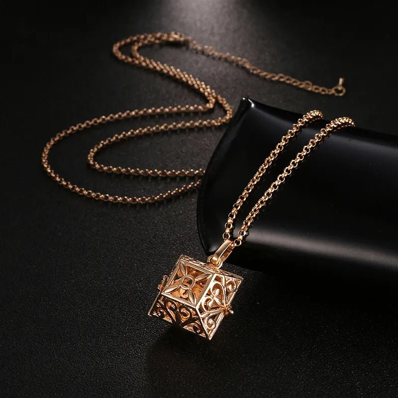 Square Hollow Music Ball Aromatherapy Necklace - DelveIn 2U - 200001033:361180#1Pcs;200007763:201336100