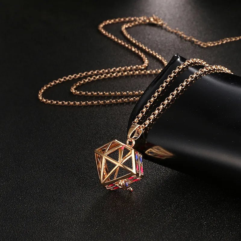 Square Hollow Music Ball Aromatherapy Necklace - DelveIn 2U - 200001033:200003454#1Pcs;200007763:201336100