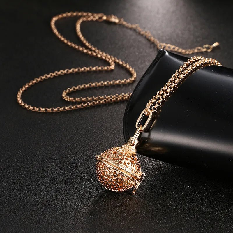 Square Hollow Music Ball Aromatherapy Necklace - DelveIn 2U - 200001033:504#1Pcs;200007763:201336100