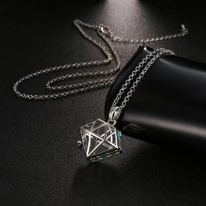 Square Hollow Music Ball Aromatherapy Necklace - DelveIn 2U - 200001033:365462#1Pcs;200007763:201336100