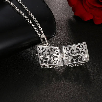 Square Hollow Music Ball Aromatherapy Necklace - DelveIn 2U - 200001033:361180#1Pcs;200007763:201336100