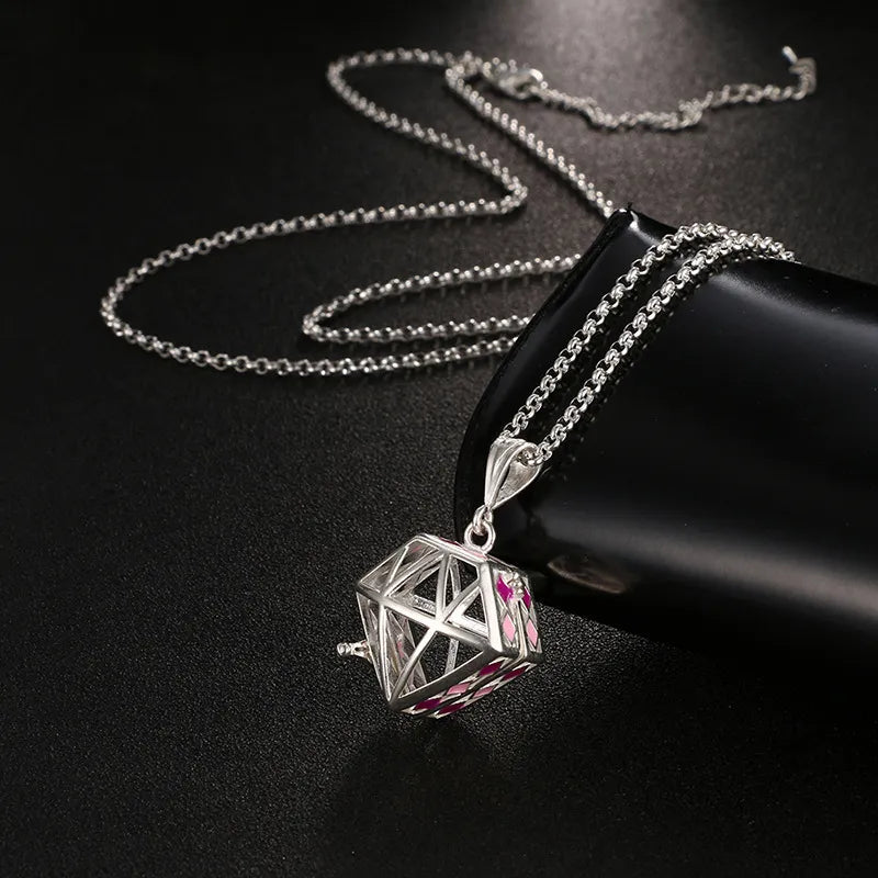 Square Hollow Music Ball Aromatherapy Necklace - DelveIn 2U - 200001033:347#1Pcs;200007763:201336100